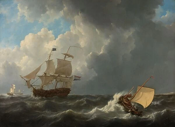 Ships in a Turbulent Sea, 1826. Creator: Johannes Christiaan Schotel