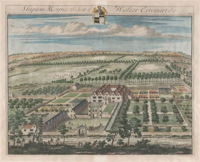 Framed Print : Shipton Moyne, The Seat of Walter Estcourt, Esq. [1712] reissued 1768