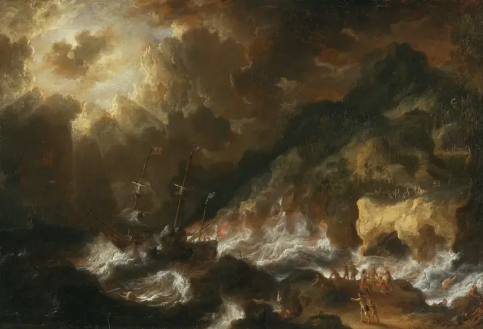 Framed Print : Shipwreck, 1692. Creator: Peter van de Velde Framed Print : Shipwreck, 1692. Creator: Peter van de Velde