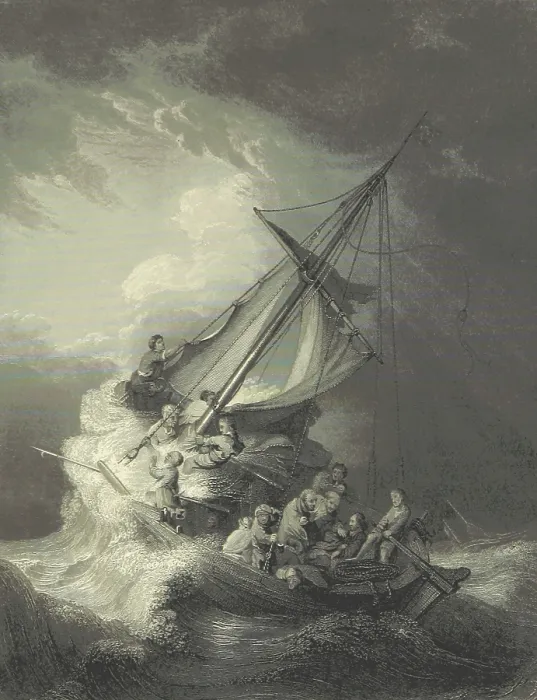 Framed Print : Shipwreck, 1845. Creator: Unknown Framed Print : Shipwreck, 1845. Creator: Unknown