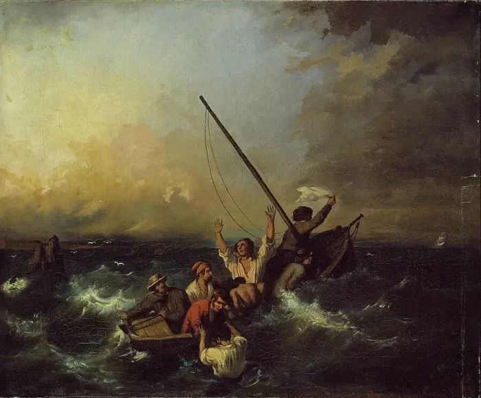 Framed Print : Shipwreck, 19th century. Creator: Eugene Isabey Framed Print : Shipwreck, 19th century. Creator: Eugene Isabey