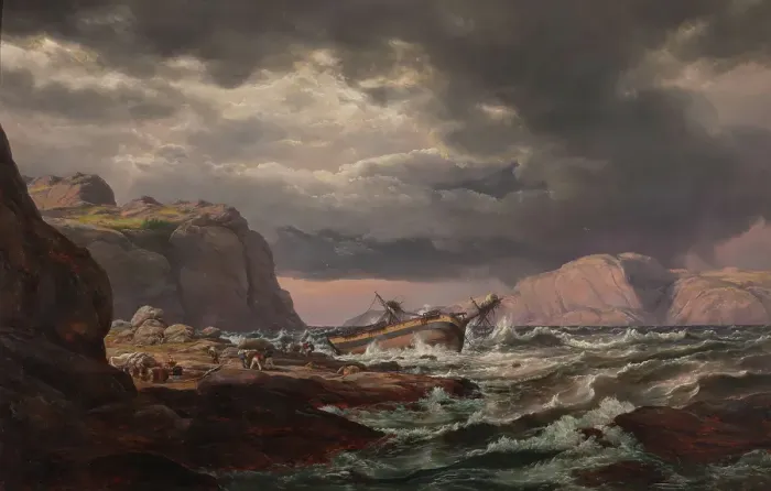Framed Print : Shipwreck on the Coast of Norway, 1832. Creator: Johan Christian Dahl Framed Print : Shipwreck on the Coast of Norway, 1832. Creator: Johan Christian Dahl