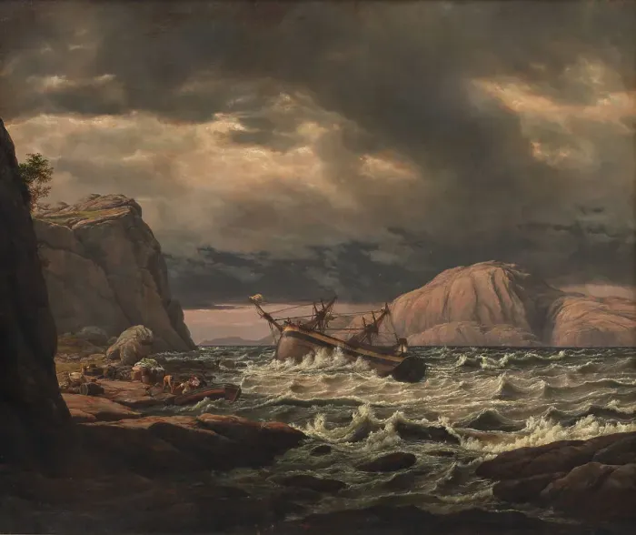 Framed Print : A Shipwreck on the Coast of Norway;A Shipwreck on the Coast Near Bergen, 1831-1832. Creator: Johan Christian Dahl