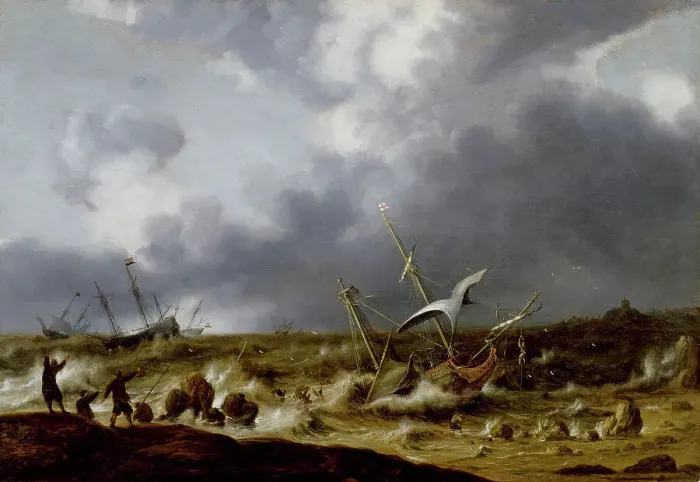 Framed Print : Shipwreck in a Storm, 1629. Creator: Willem Van Diest Framed Print : Shipwreck in a Storm, 1629. Creator: Willem Van Diest