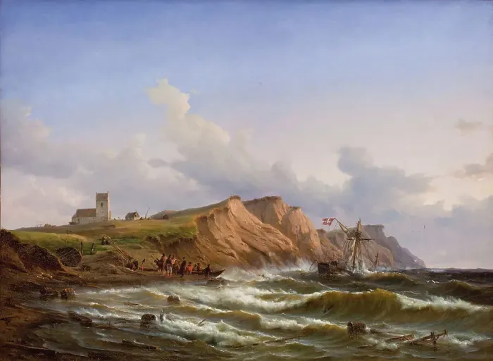 Framed Print : Shipwreck after a Storm off the West Coast of Jutland near Ferring Church, 1848. Creator: Carl Frederik Sorensen Framed Print : Shipwreck after a Storm off the West Coast of Jutland near Ferring Church, 1848. Creator: Carl Frederik Sorensen
