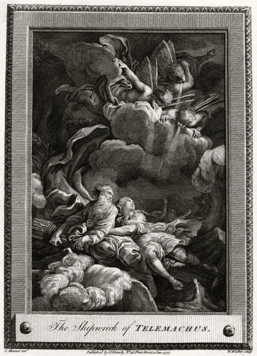 Framed Print : The Shipwreck of Telemachus, 1777. Artist: W Walker Framed Print : The Shipwreck of Telemachus, 1777. Artist: W Walker