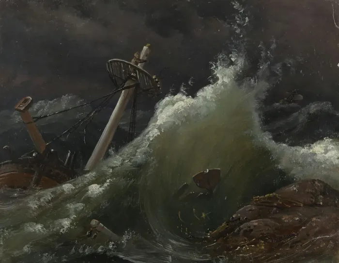 Framed Print : Shipwrecked, 1839. Creator: Knud Baade Framed Print : Shipwrecked, 1839. Creator: Knud Baade