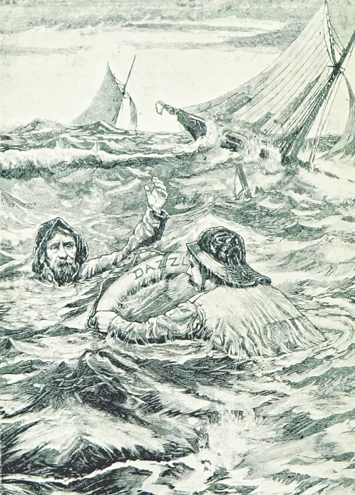 Framed Print : Shipwrecked men in the sea, 1896. Creator: Unknown Framed Print : Shipwrecked men in the sea, 1896. Creator: Unknown