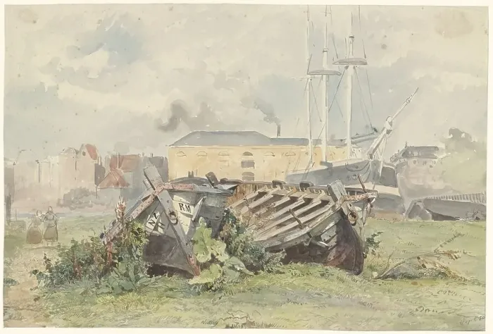 Framed Print : Shipyard, 1850. Creator: Willem Antonie van Deventer Framed Print : Shipyard, 1850. Creator: Willem Antonie van Deventer