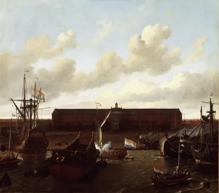 Framed Print : The Shipyard of the Dutch East India Company at Amsterdam, 1696. Creator: Ludolf Bakhuizen Framed Print : The Shipyard of the Dutch East India Company at Amsterdam, 1696. Creator: Ludolf Bakhuizen