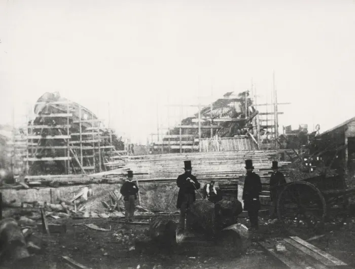 Framed Print : Shipyard of James Ash & Co, Cubitt Town, London, c1863 Framed Print : Shipyard of James Ash & Co, Cubitt Town, London, c1863