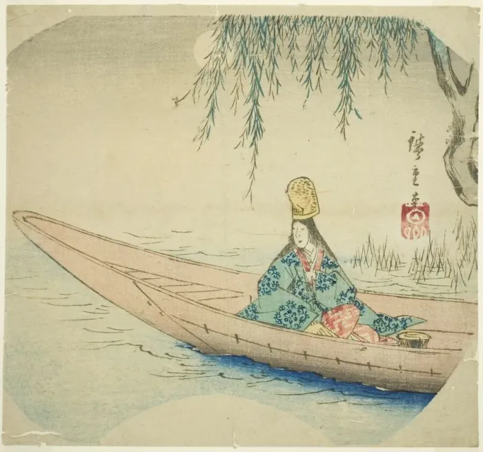 Framed Print : Shirabyoshi dancer in asazuma boat, n. d. Creator: Ando Hiroshige Framed Print : Shirabyoshi dancer in asazuma boat, n. d. Creator: Ando Hiroshige