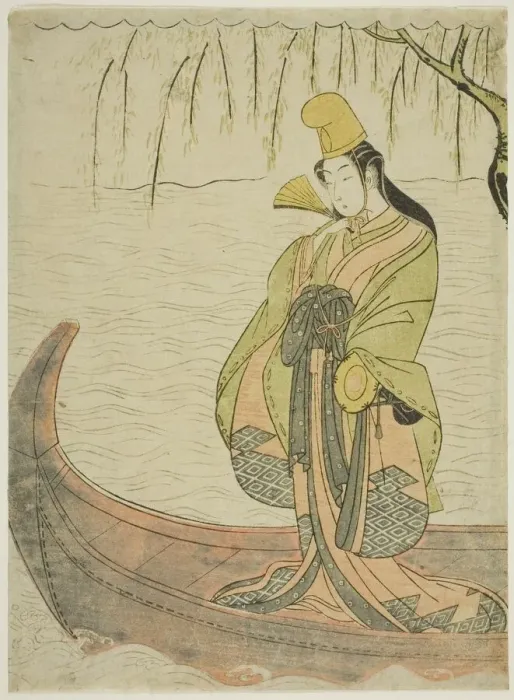 Framed Print : Shirabyoshi Dancer standing in Asazuma Boat, c. 1769 / 70. Creator: Suzuki Harunobu Framed Print : Shirabyoshi Dancer standing in Asazuma Boat, c. 1769 / 70. Creator: Suzuki Harunobu