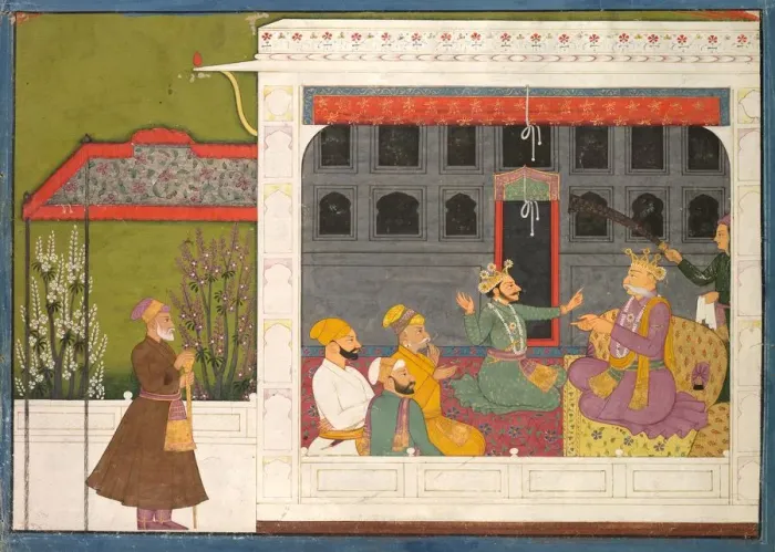 Framed Print : Shispul Arguing with Rukminis Father, Bhishmaka, page from a Rukmini Mangal series, c Framed Print : Shispul Arguing with Rukminis Father, Bhishmaka, page from a Rukmini Mangal series, c