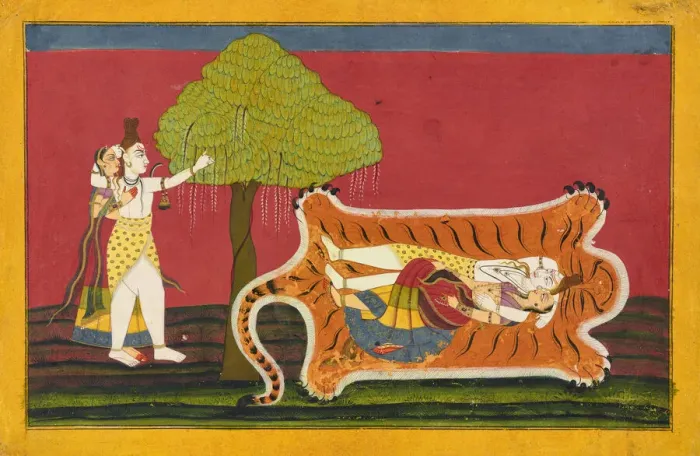 Framed Print : Shiva and Parvati on a tiger skin: Anakul Nayaka folio from a Rasamanjari, ca. 1710 - ca Framed Print : Shiva and Parvati on a tiger skin: Anakul Nayaka folio from a Rasamanjari, ca. 1710 - ca