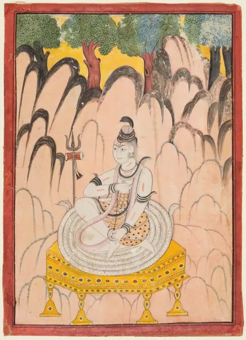 Framed Print : Shiva seated on a Throne in a landscape, c. 1760. Creator: Unknown Framed Print : Shiva seated on a Throne in a landscape, c. 1760. Creator: Unknown
