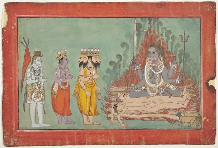 Framed Print : Shiva, Vishnu, and Brahma Adoring Kali (image 1 of 7), c1740. Creator: Unknown Framed Print : Shiva, Vishnu, and Brahma Adoring Kali (image 1 of 7), c1740. Creator: Unknown