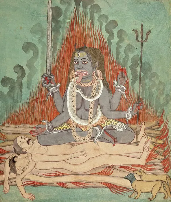 Framed Print : Shiva, Vishnu, and Brahma Adoring Kali (image 5 of 7), c1740. Creator: Unknown Framed Print : Shiva, Vishnu, and Brahma Adoring Kali (image 5 of 7), c1740. Creator: Unknown
