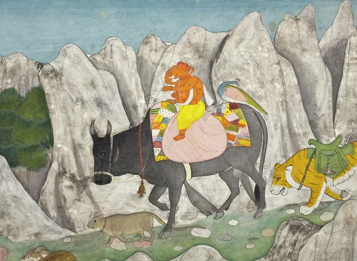 Framed Print : Shiva's Family on the March (image 6 of 6), c1800. Creator: Unknown Framed Print : Shiva's Family on the March (image 6 of 6), c1800. Creator: Unknown