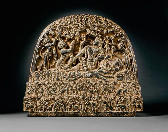 Framed Print : Shiva's Family on Mount Kailasa, 14th-15th century. Creator: Unknown Framed Print : Shiva's Family on Mount Kailasa, 14th-15th century. Creator: Unknown