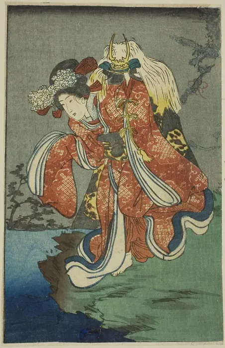 Framed Print : Shizuka Gozen, section of a sheet from the series A Harimaze Mirror of Joruri... 1854. Creator: Utagawa Kuniyoshi. Shizuka Gozen, section of a sheet from the series A Harimaze Mirror of Joruri... 1854. Creator: Utagawa Kuniyoshi Framed Print : Shizuka Gozen, section of a sheet from the series A Harimaze Mirror of Joruri... 1854. Creator: Utagawa Kuniyoshi. Shizuka Gozen, section of a sheet from the series A Harimaze Mirror of Joruri... 1854. Creator: Utagawa Kuniyoshi