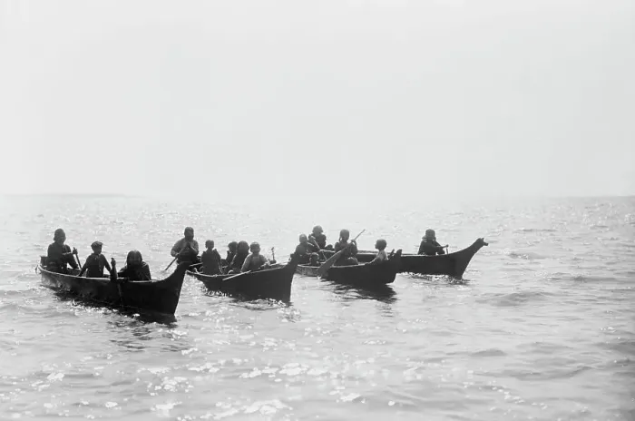 Framed Print : On Shoalwater Bay, c1913. Creator: Edward Sheriff Curtis Framed Print : On Shoalwater Bay, c1913. Creator: Edward Sheriff Curtis