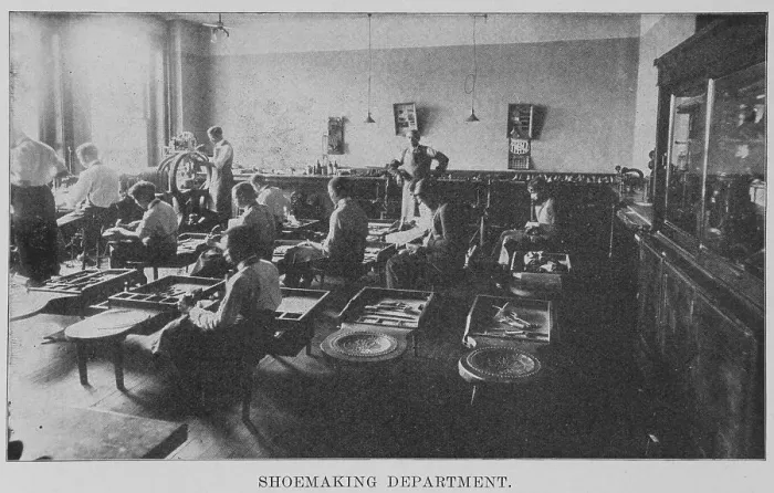 Framed Print : Shoemaking Department, 1915. Creator: Unknown Framed Print : Shoemaking Department, 1915. Creator: Unknown
