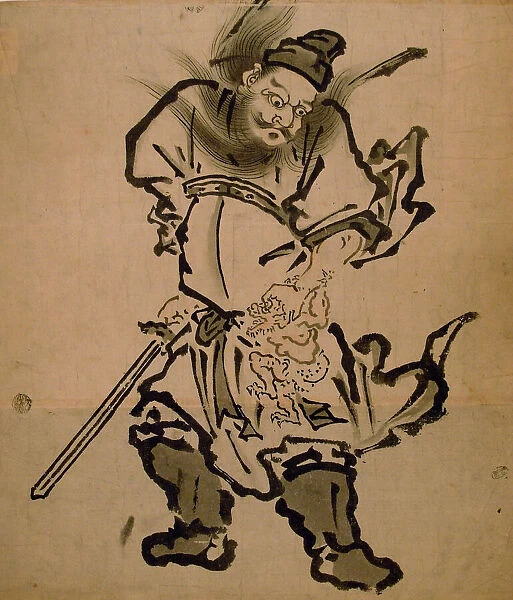Shoki the Demon Queller, from an album of paintings of Shoki, Edo period, 18th century. Creator: Unknown