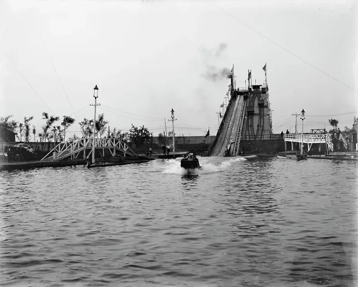 Framed Print : Shoot the Shoots (i.e. Chutes), Coney Island, between 1903 and 1906. Creator: Unknown Framed Print : Shoot the Shoots (i.e. Chutes), Coney Island, between 1903 and 1906. Creator: Unknown