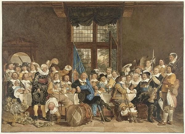 The shooters meal in the Voetboogdoelen in Amsterdam in celebration of the conclusion... 1779. Creator: Jacob Cats