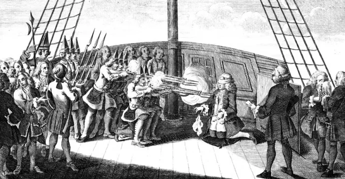 Framed Print : The shooting of Admiral Byng on board the Monarque, 1757 Framed Print : The shooting of Admiral Byng on board the Monarque, 1757