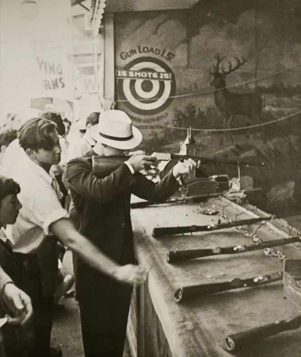 Framed Print : Shooting gallery at the amusement park, Coney Island, New York, USA, early 1930s Framed Print : Shooting gallery at the amusement park, Coney Island, New York, USA, early 1930s