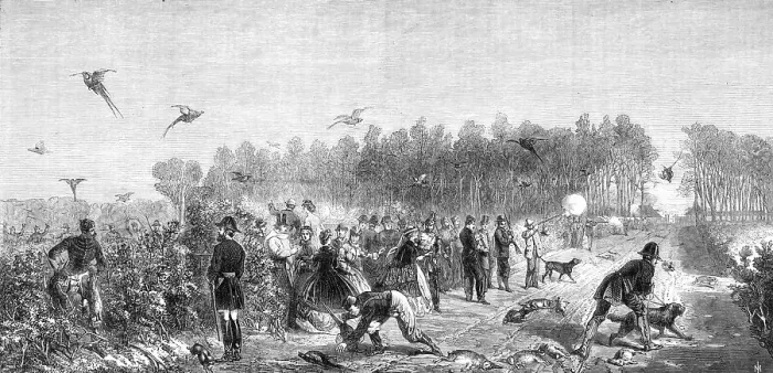 Framed Print : A Shooting-Party at Compiègne, from a picture by M. Janet Lange, 1865. Creator: Mason Jackson Framed Print : A Shooting-Party at Compiègne, from a picture by M. Janet Lange, 1865. Creator: Mason Jackson