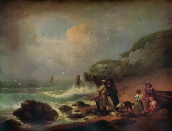 Framed Print : Shooting Sea Fowl, 1795. Artist: George Morland Framed Print : Shooting Sea Fowl, 1795. Artist: George Morland