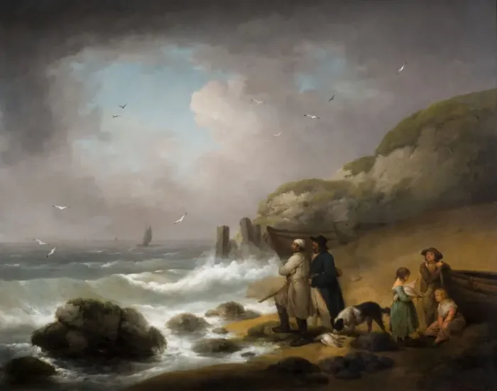 Framed Print : Shooting Sea Fowl, 1795. Creator: George Morland Framed Print : Shooting Sea Fowl, 1795. Creator: George Morland