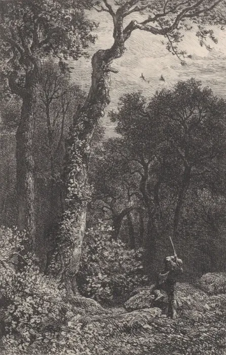 Framed Print : Shooting a Woodcock, 1864. Creator: Charles Emile Jacque Framed Print : Shooting a Woodcock, 1864. Creator: Charles Emile Jacque
