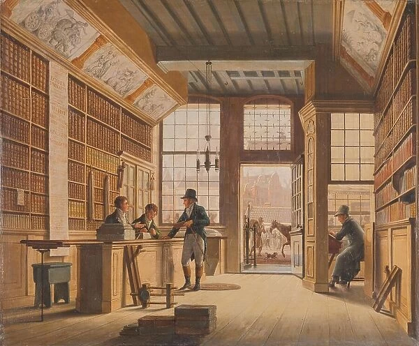 The Shop of the Bookdealer Pieter Meijer Warnars on the Vijgendam in Amsterdam, 1820. Creator: Johannes Jelgerhuis