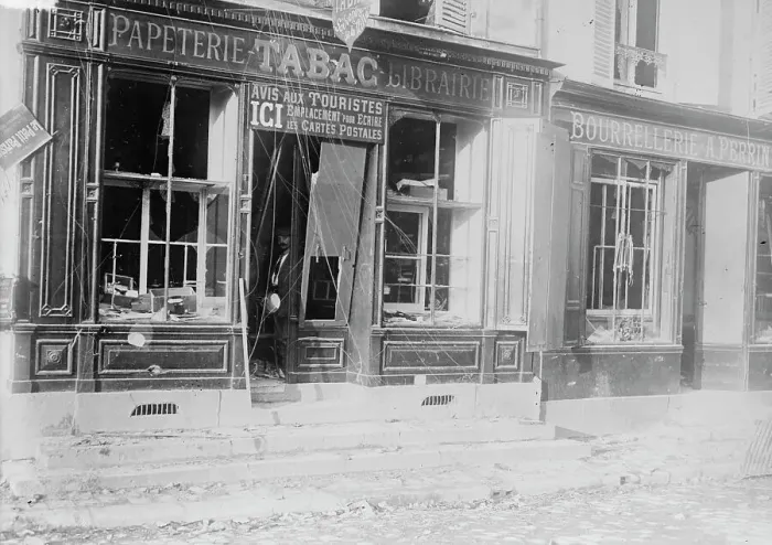 Framed Print : Shop in La Ferte Sous Jouarre, 7 Oct 1914?. Creator: Bain News Service