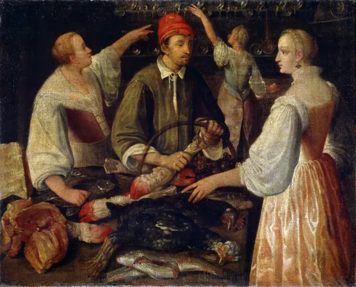 Framed Print : In a shop, late 16th or early 17th century. Artist: Lodewijk Toeput Framed Print : In a shop, late 16th or early 17th century. Artist: Lodewijk Toeput