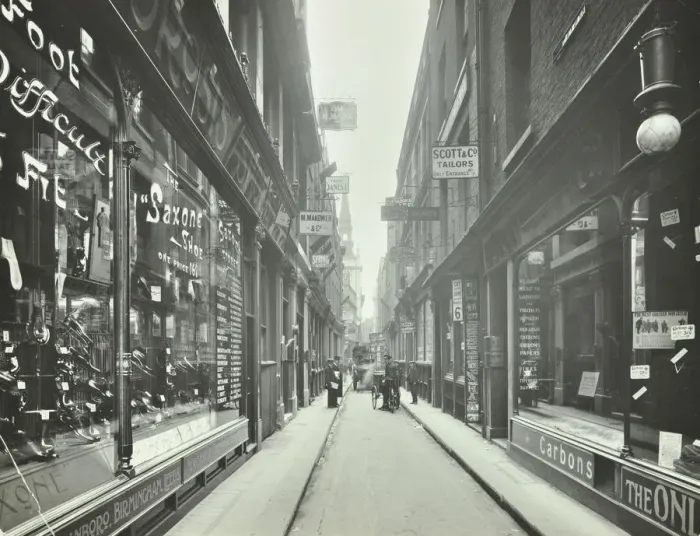 Framed Print : Shop windows, looking south from Cheapside, London, May 1912 Framed Print : Shop windows, looking south from Cheapside, London, May 1912