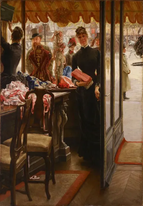 Framed Print : The Shopgirl, 1879-1885. Artist: Tissot, James Jacques Joseph (1836-1902) Framed Print : The Shopgirl, 1879-1885. Artist: Tissot, James Jacques Joseph (1836-1902)