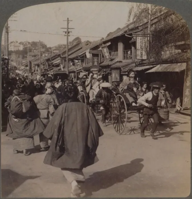 Framed Print : Shops and crowds on Batsumati Street, in the native quarter, Yokohama, Japan, 1904 Framed Print : Shops and crowds on Batsumati Street, in the native quarter, Yokohama, Japan, 1904