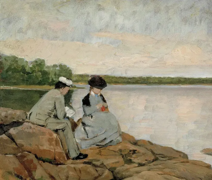 Framed Print : Two on the Shore, 1877. Creator: Arvid Liljelund Framed Print : Two on the Shore, 1877. Creator: Arvid Liljelund