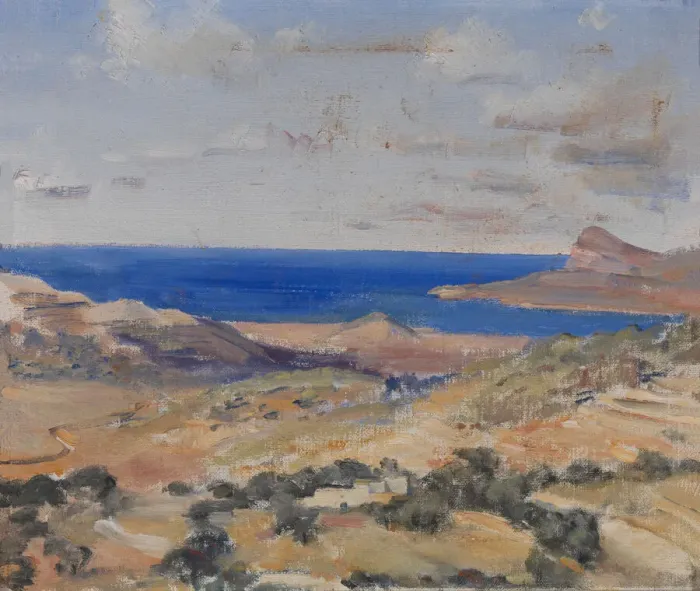 Framed Print : Shore with Blue Sea, n. d. Creator: Eleanor Harris Framed Print : Shore with Blue Sea, n. d. Creator: Eleanor Harris