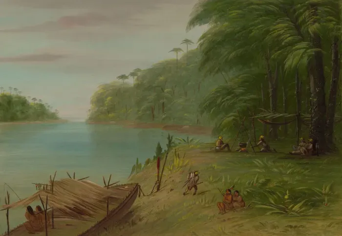 Framed Print : Shore of the Essequibo, 1854 / 1869. Creator: George Catlin Framed Print : Shore of the Essequibo, 1854 / 1869. Creator: George Catlin
