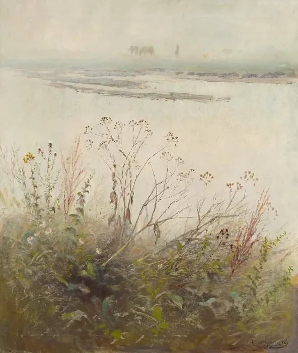 Framed Print : Shore of Flooded River in Blossom, 1880-1885. Creator: Ladislav Mednyanszky Framed Print : Shore of Flooded River in Blossom, 1880-1885. Creator: Ladislav Mednyanszky
