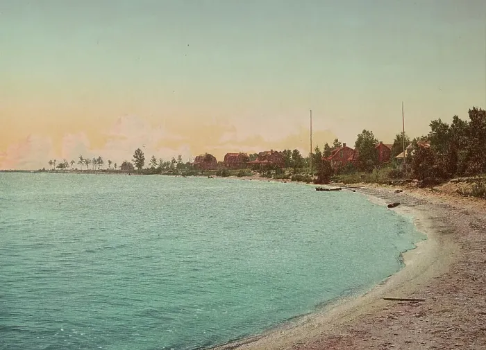 Framed Print : Along the shore at Harbor Beach, Michigan, c1901. Creator: Unknown Framed Print : Along the shore at Harbor Beach, Michigan, c1901. Creator: Unknown