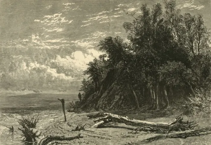 Framed Print : The Shore at Lake Forest, 1874. Creator: W. J. Linton Framed Print : The Shore at Lake Forest, 1874. Creator: W. J. Linton