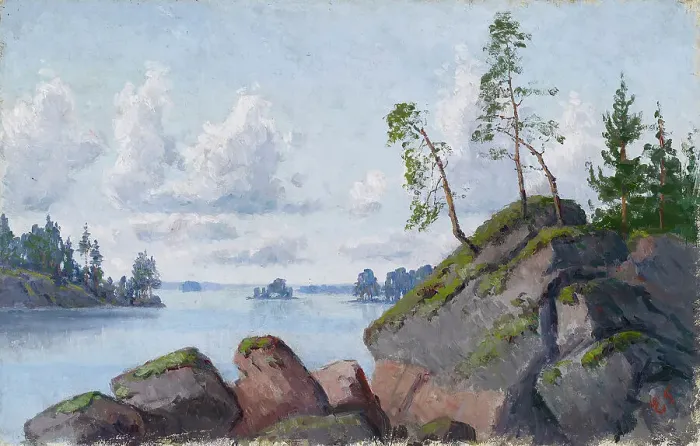 Framed Print : Shore Landscape, c1880-1910. Creator: Ellen Favorin Framed Print : Shore Landscape, c1880-1910. Creator: Ellen Favorin