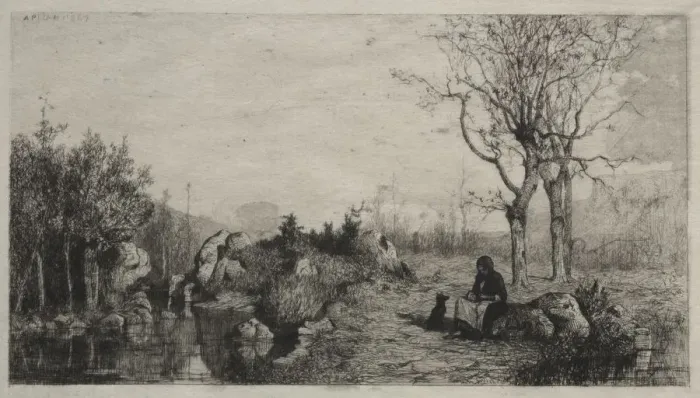 Framed Print : Shore of a Stream at Rossillon, 1867. Creator: Adolphe Appian (French, 1818-1898) Framed Print : Shore of a Stream at Rossillon, 1867. Creator: Adolphe Appian (French, 1818-1898)